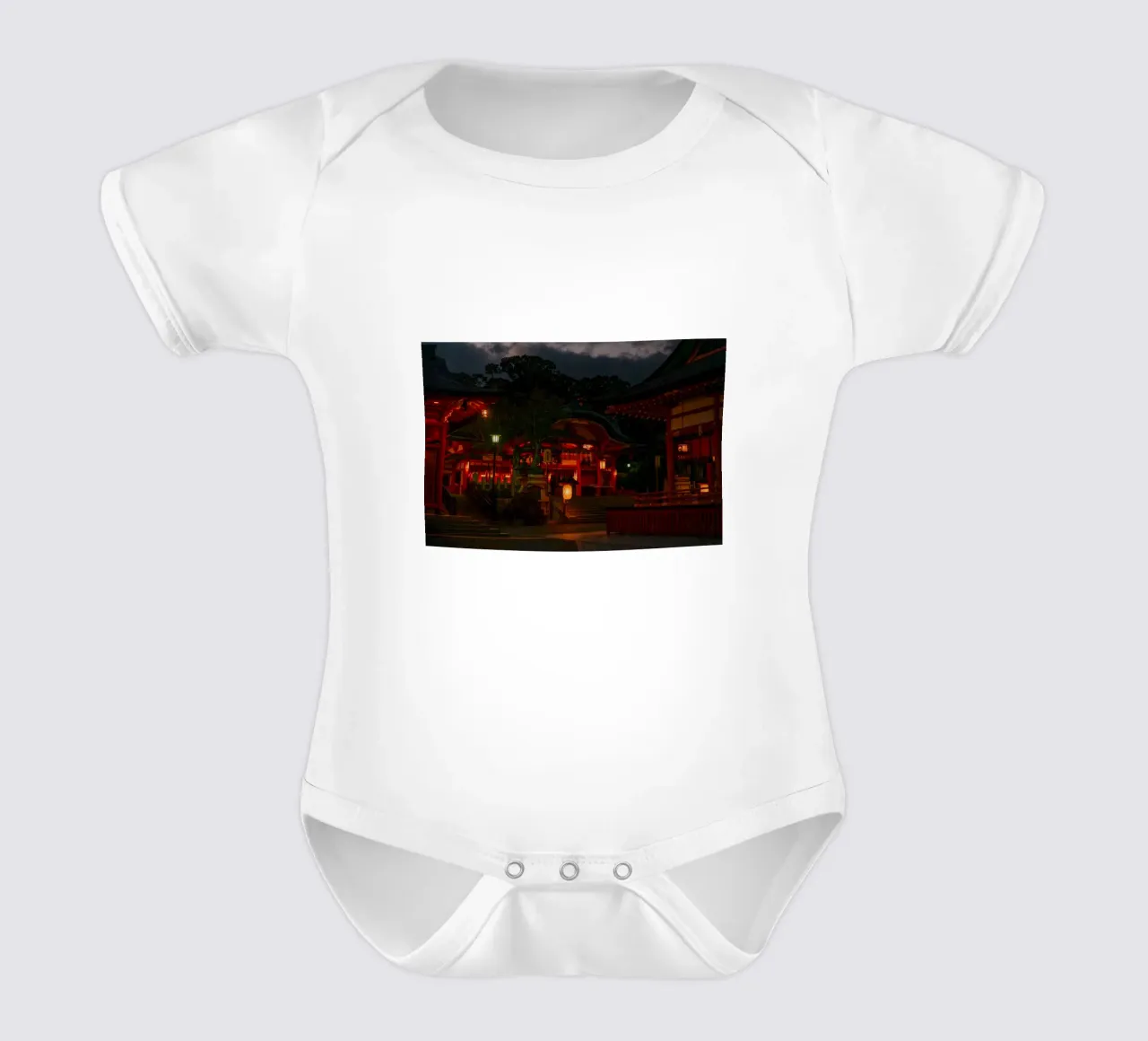 Temple in Kyoto by night short-sleeve baby romper by Marcel Bisig