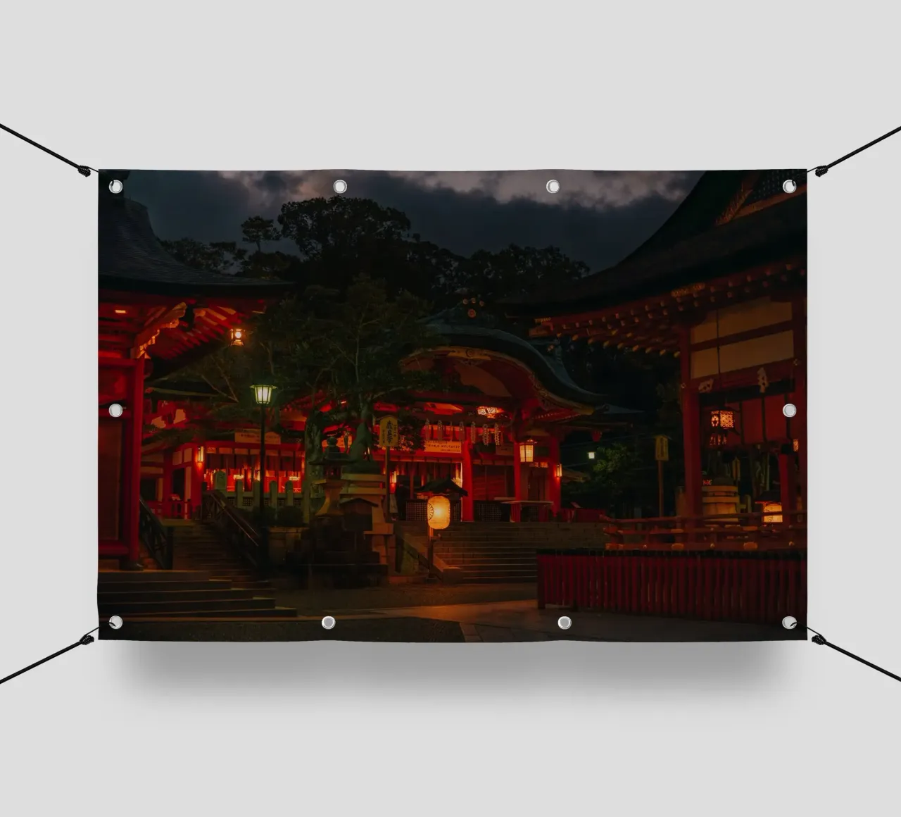 Tempio di Kyoto di notte telo in pvc da Marcel Bisig