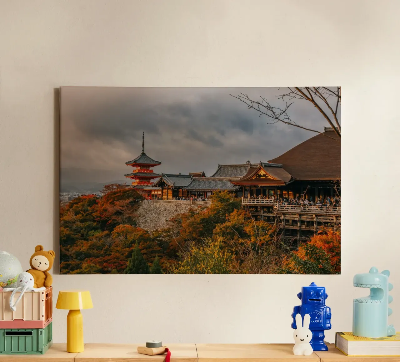 Kiyomizu-dera Temple in Kyoto in autumn canvas by Marcel Bisig