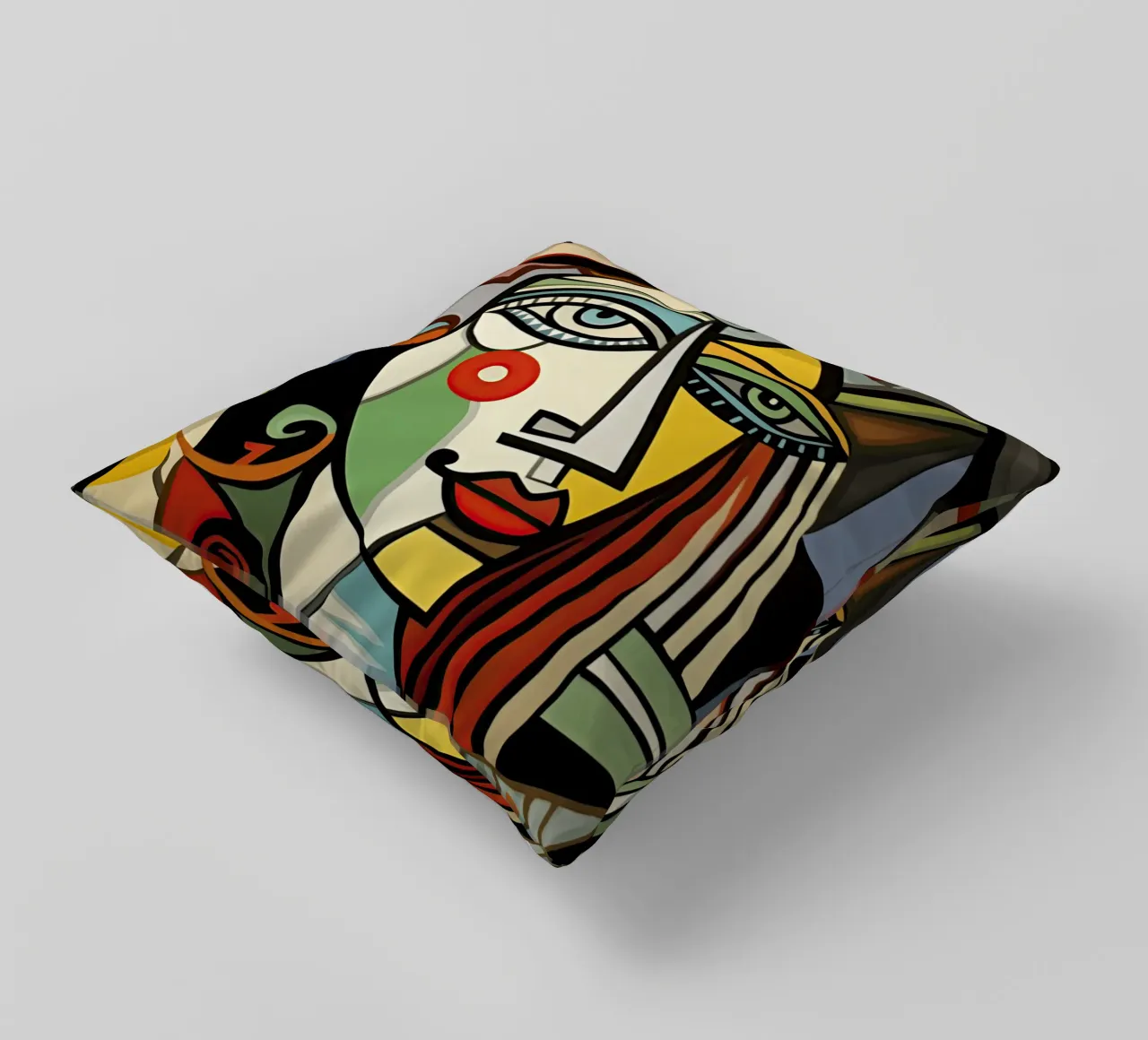 Picasso Forever | Ritratto di ispirazione cubista cuscino da Autofocus