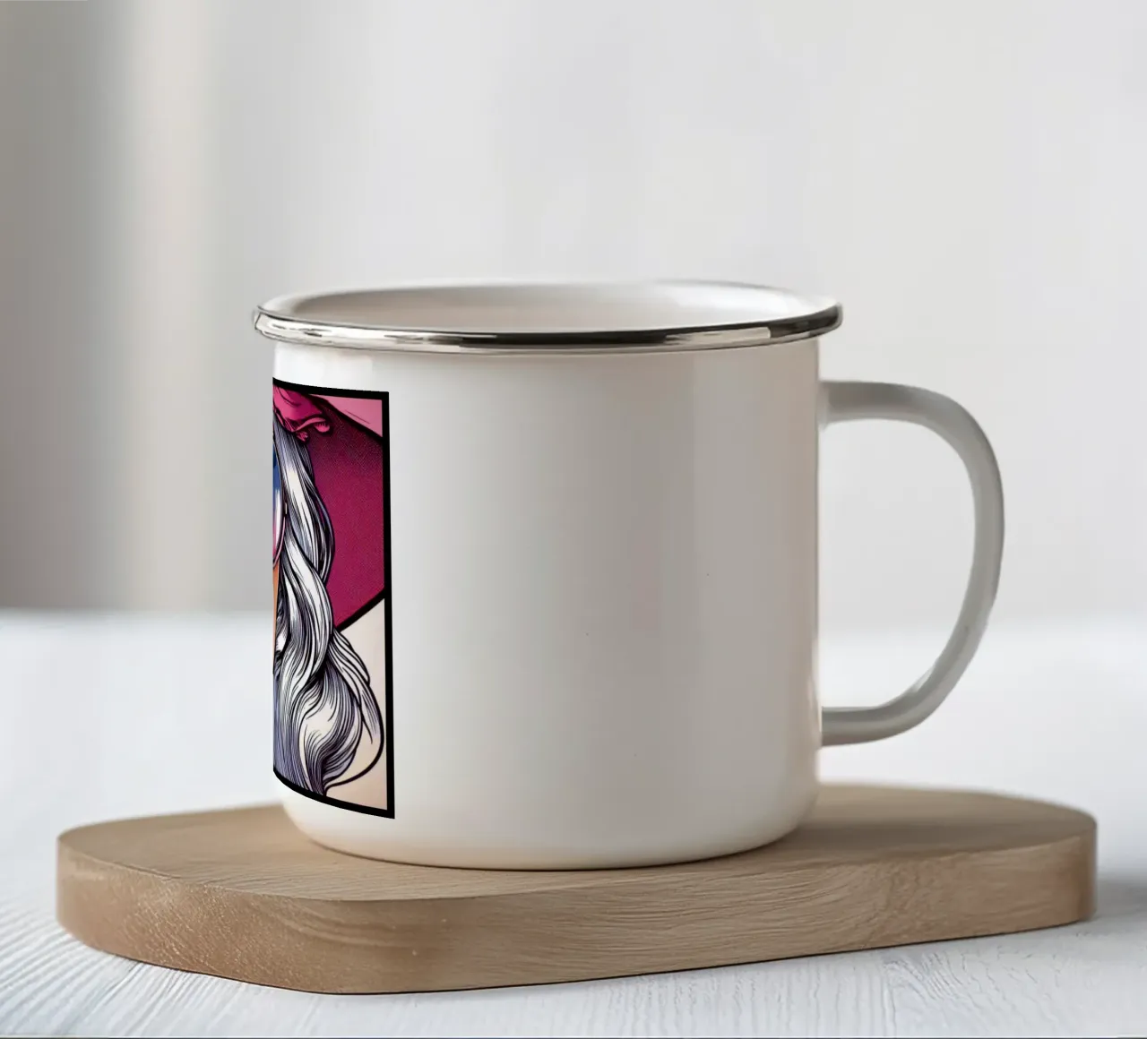 Donna con cappello - Stampa poster d'epoca tazza in smalto da posterprints-by-nomad
