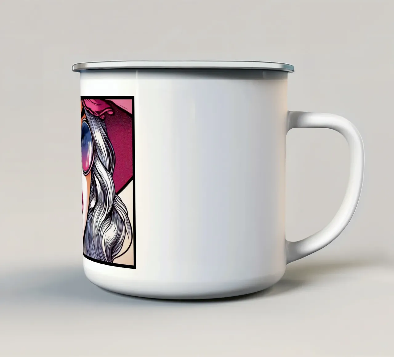 Donna con cappello - Stampa poster d'epoca tazza in smalto da posterprints-by-nomad