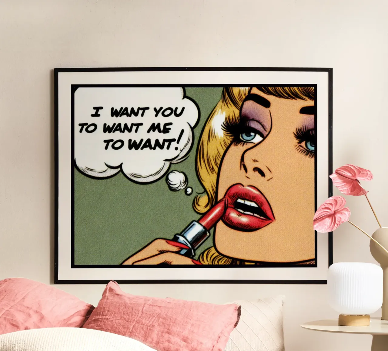 Voglio che tu mi voglia - Vintage Posterdruck poster con telaio in legno da posterprints-by-nomad