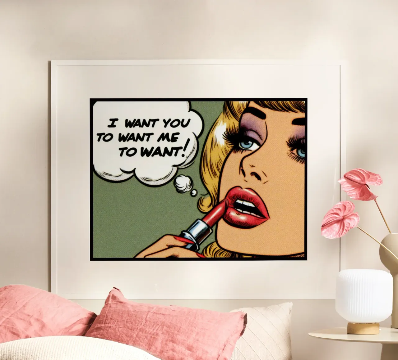 Voglio che tu mi voglia - Vintage Posterdruck poster con telaio in legno da posterprints-by-nomad