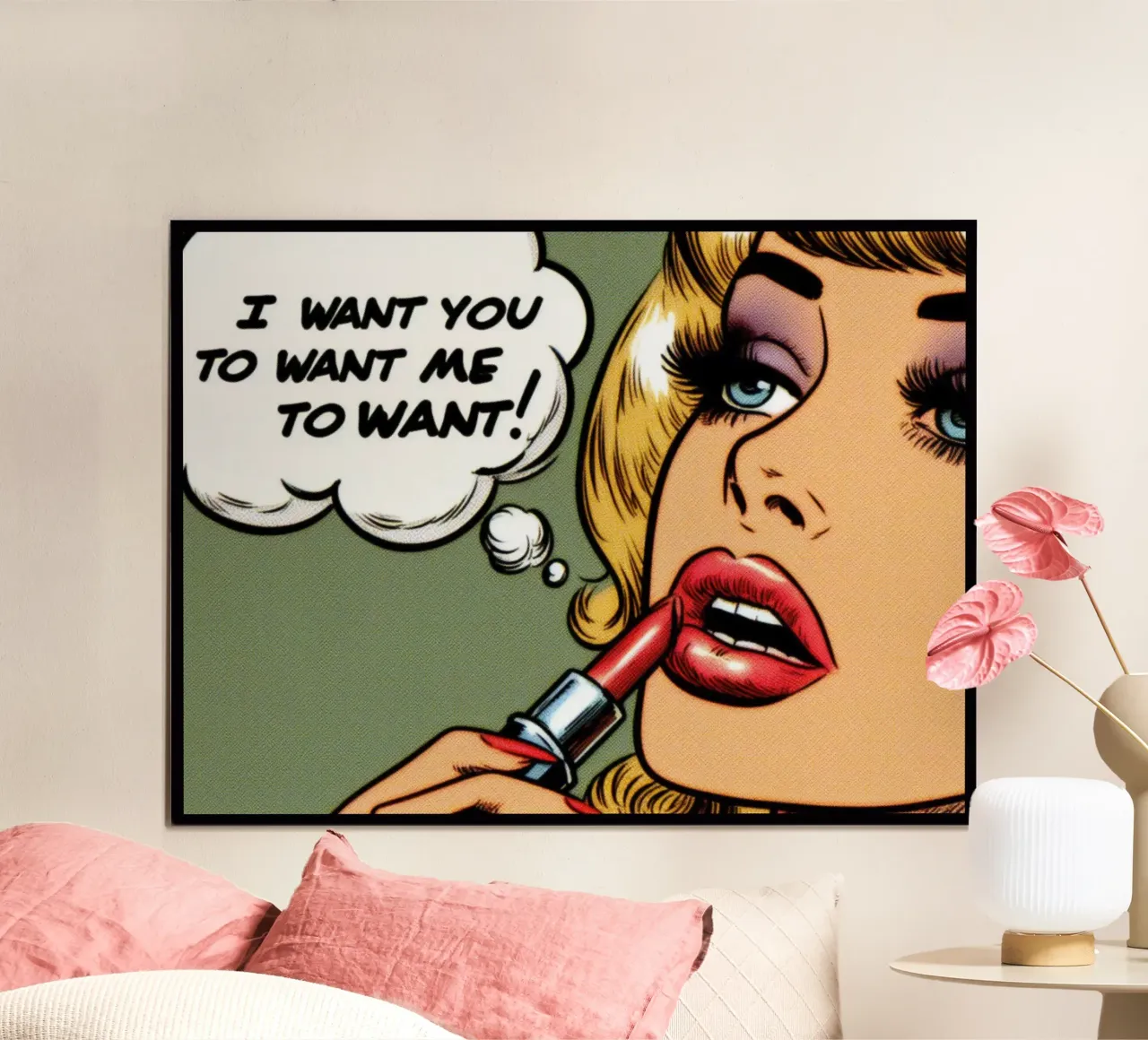 Voglio che tu mi voglia - Vintage Posterdruck poster con telaio in legno da posterprints-by-nomad