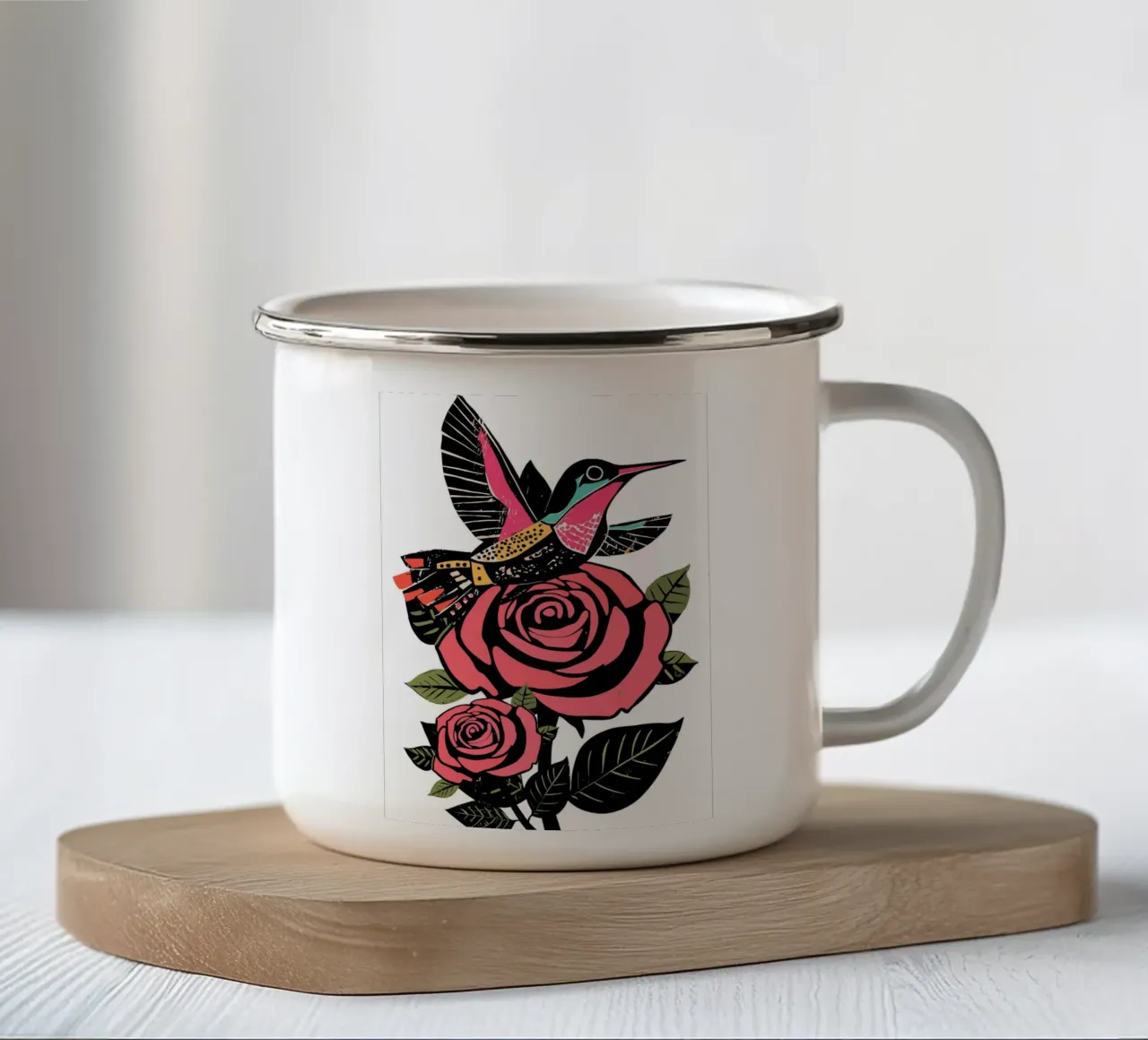 hummingbird hovers tazza in smalto da ramosashop