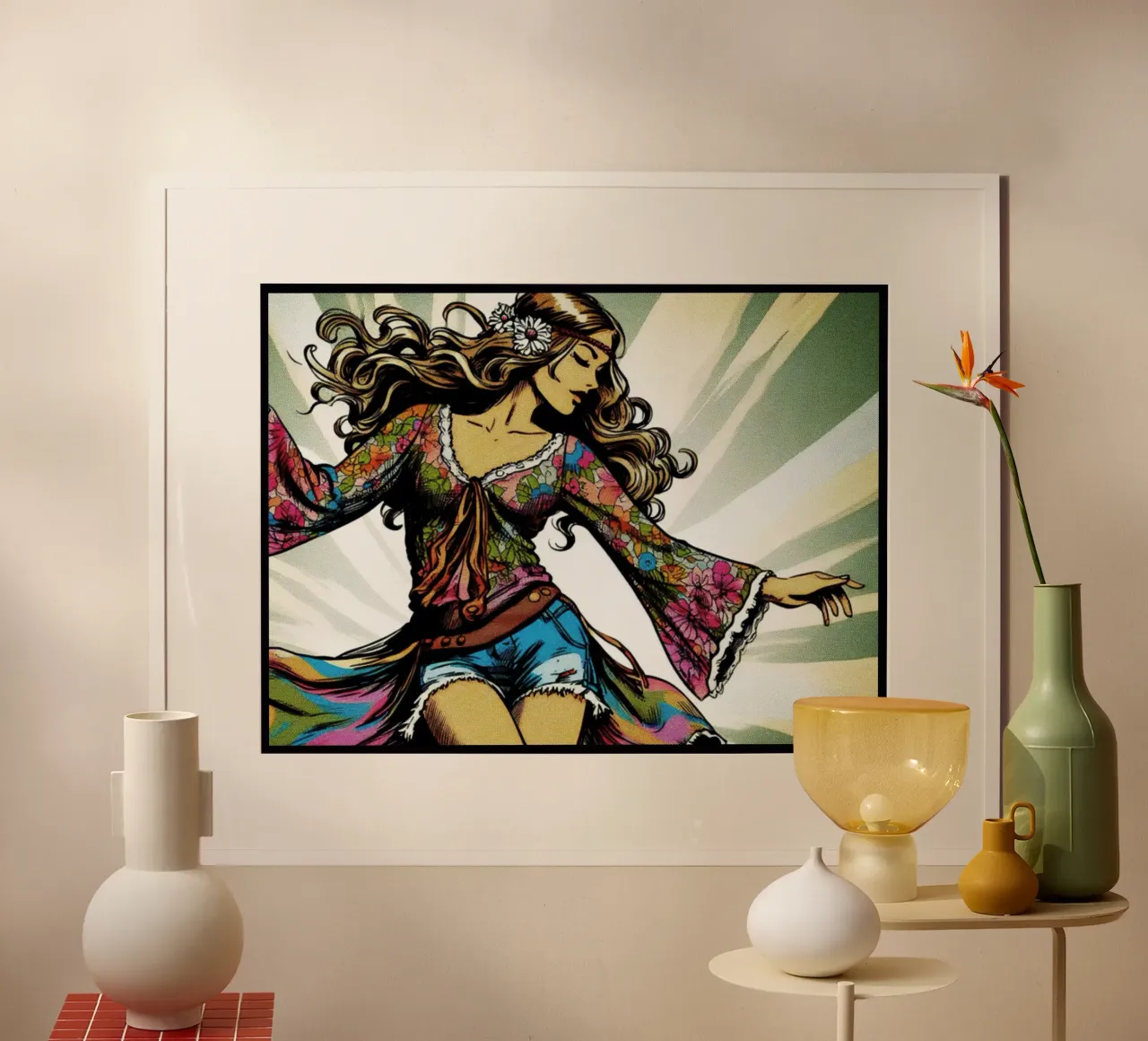 Donna hippie - Stampa poster d'epoca poster da posterprints-by-nomad