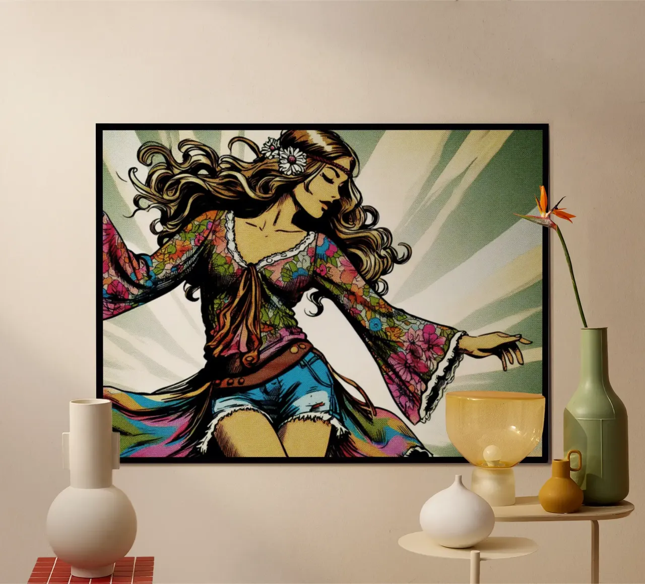 Donna hippie - Stampa poster d'epoca poster da posterprints-by-nomad