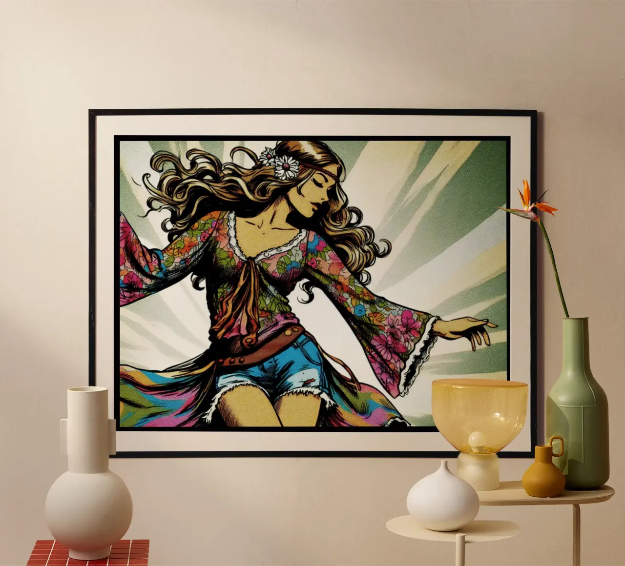 Donna hippie - Stampa poster d'epoca poster da posterprints-by-nomad
