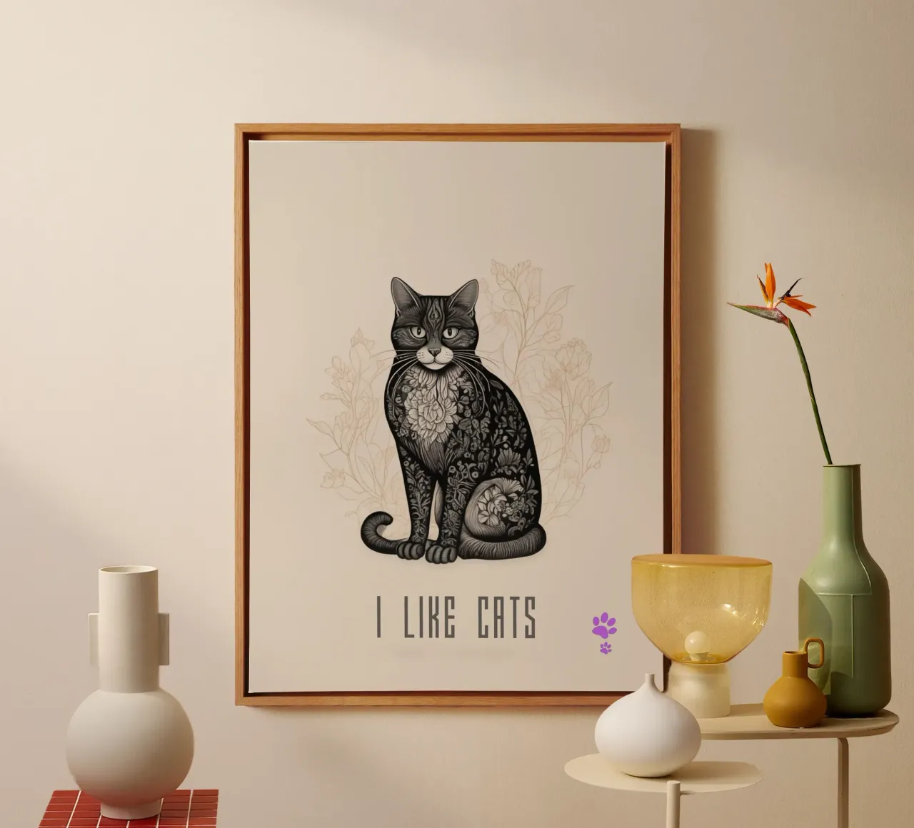 Ik hou van katten canvas met Baklijst van catsforyou