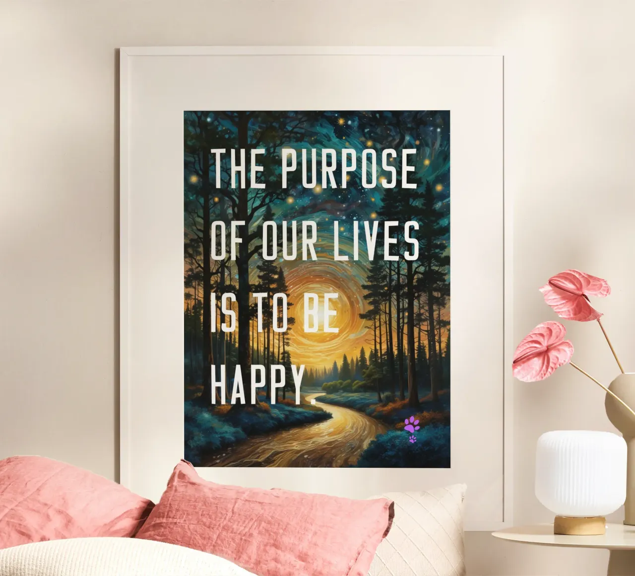 Le but de notre vie est d'être heureux poster de catsforyou