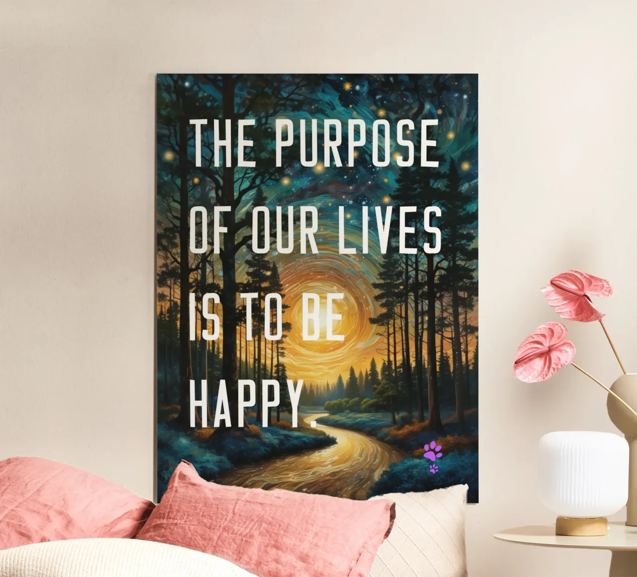 Le but de notre vie est d'être heureux poster de catsforyou