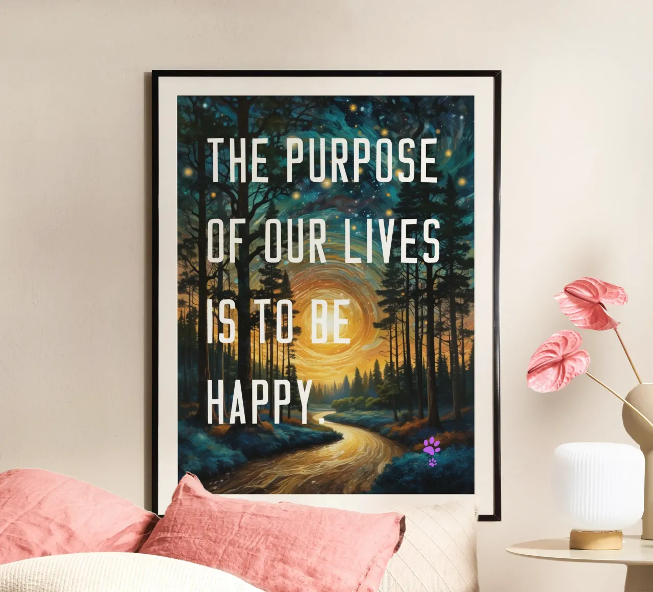 Le but de notre vie est d'être heureux poster de catsforyou