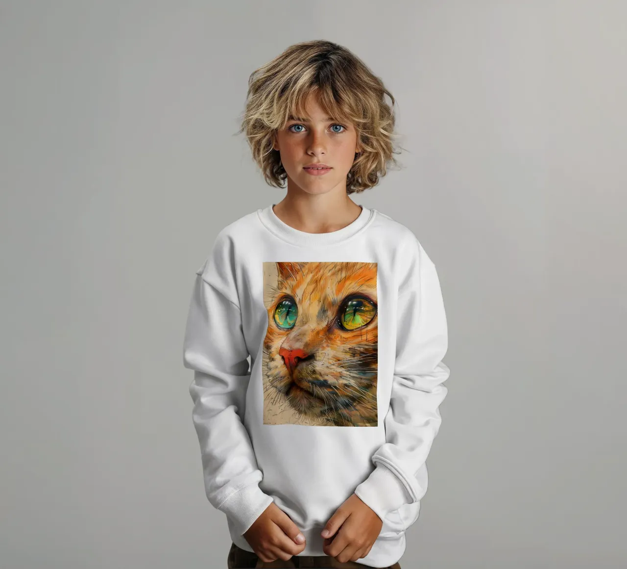 Gatto zenzero felpa bambino da Justyna Jaszke JBJart