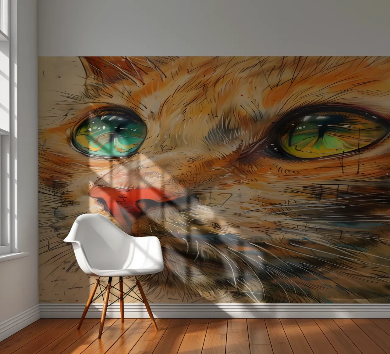 Ginger kat fotobehang van Justyna Jaszke JBJart