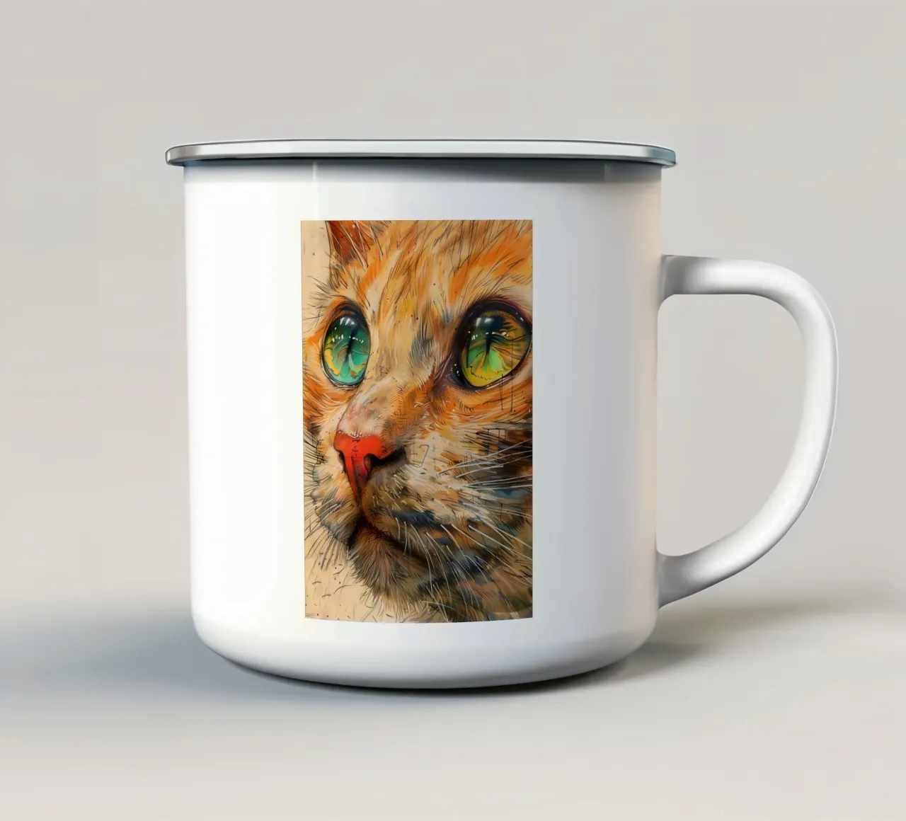 Gatto zenzero tazza in smalto da Justyna Jaszke JBJart