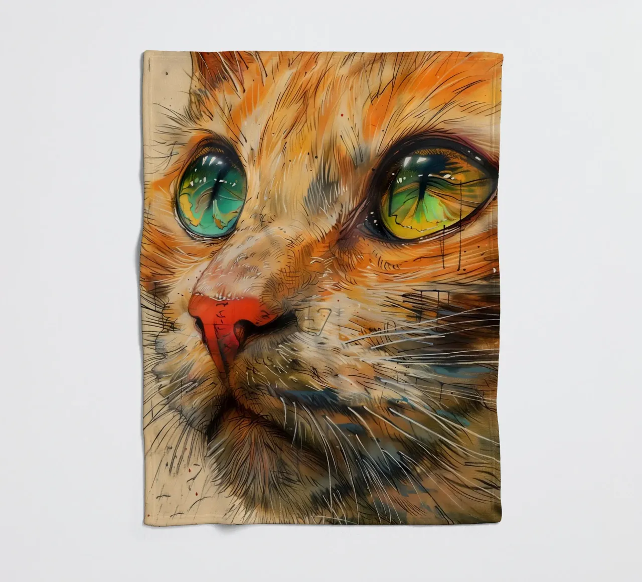 Ginger cat fleecedeken van Justyna Jaszke JBJart