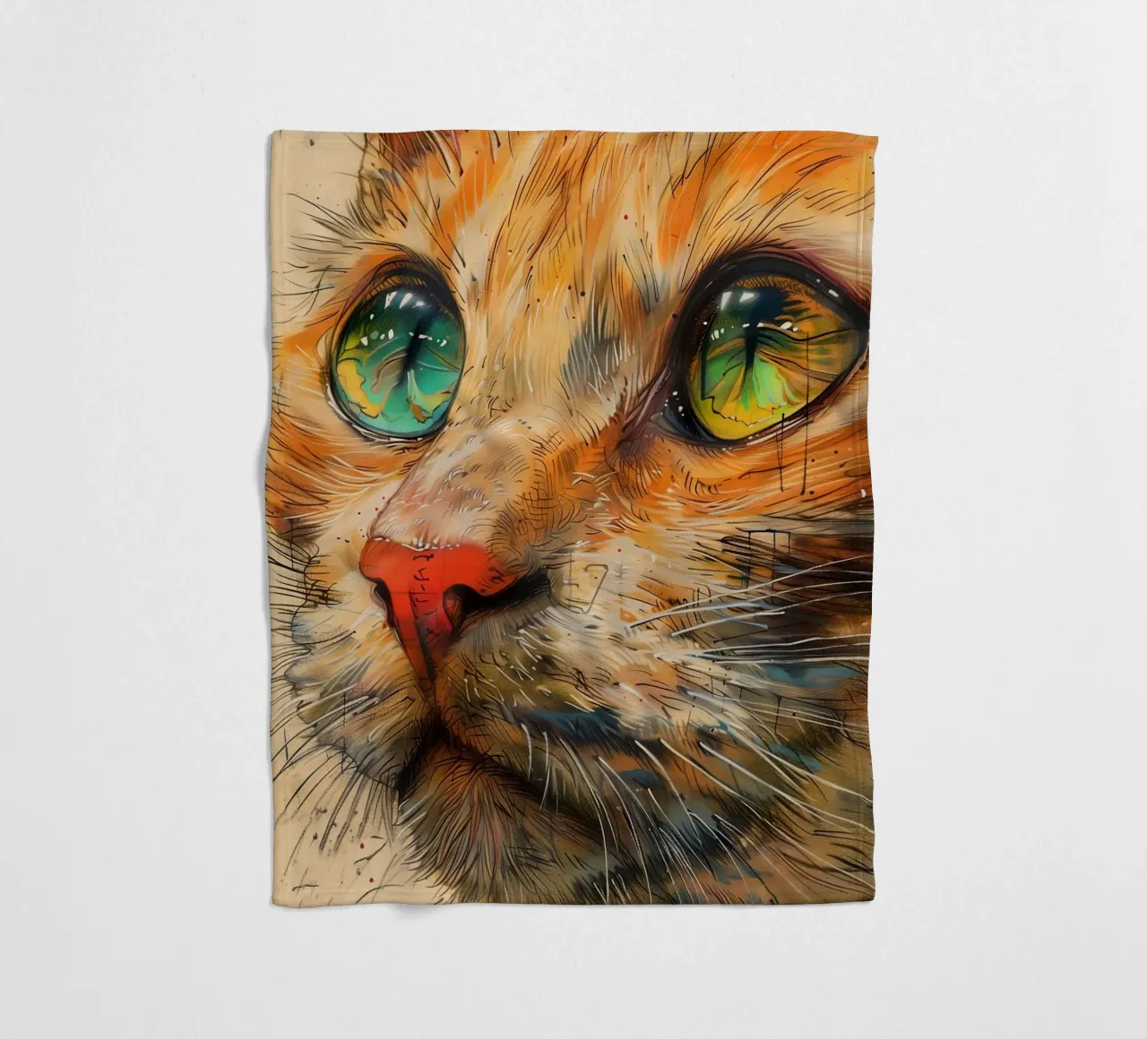 Ginger cat fleecedeken van Justyna Jaszke JBJart