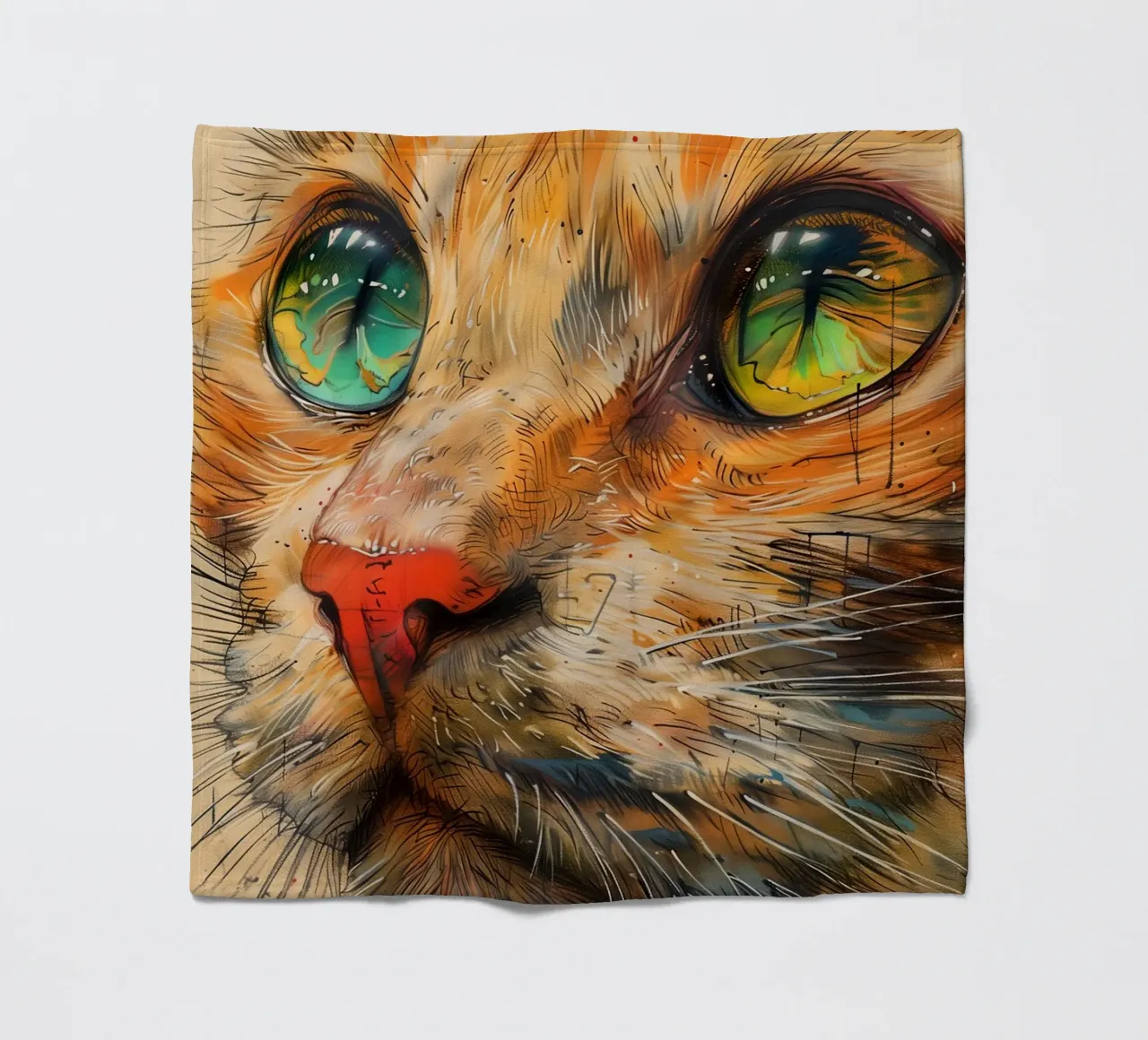 Ginger cat fleecedeken van Justyna Jaszke JBJart