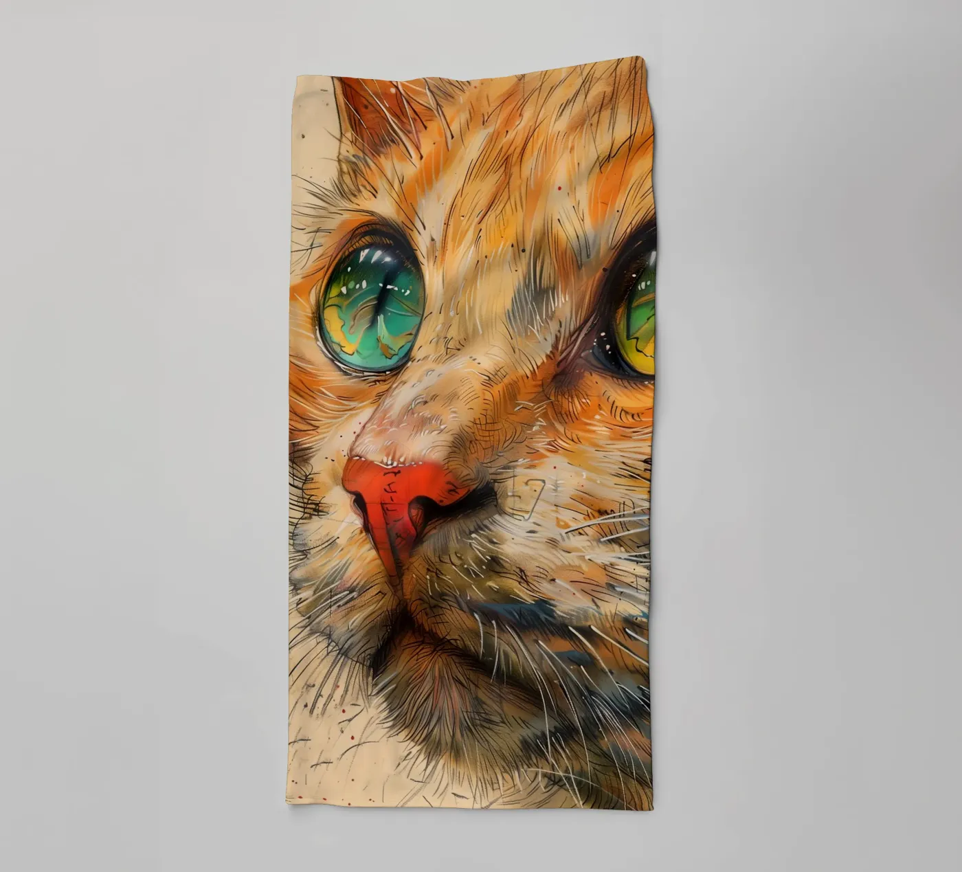 Ginger cat badhanddoek van Justyna Jaszke JBJart