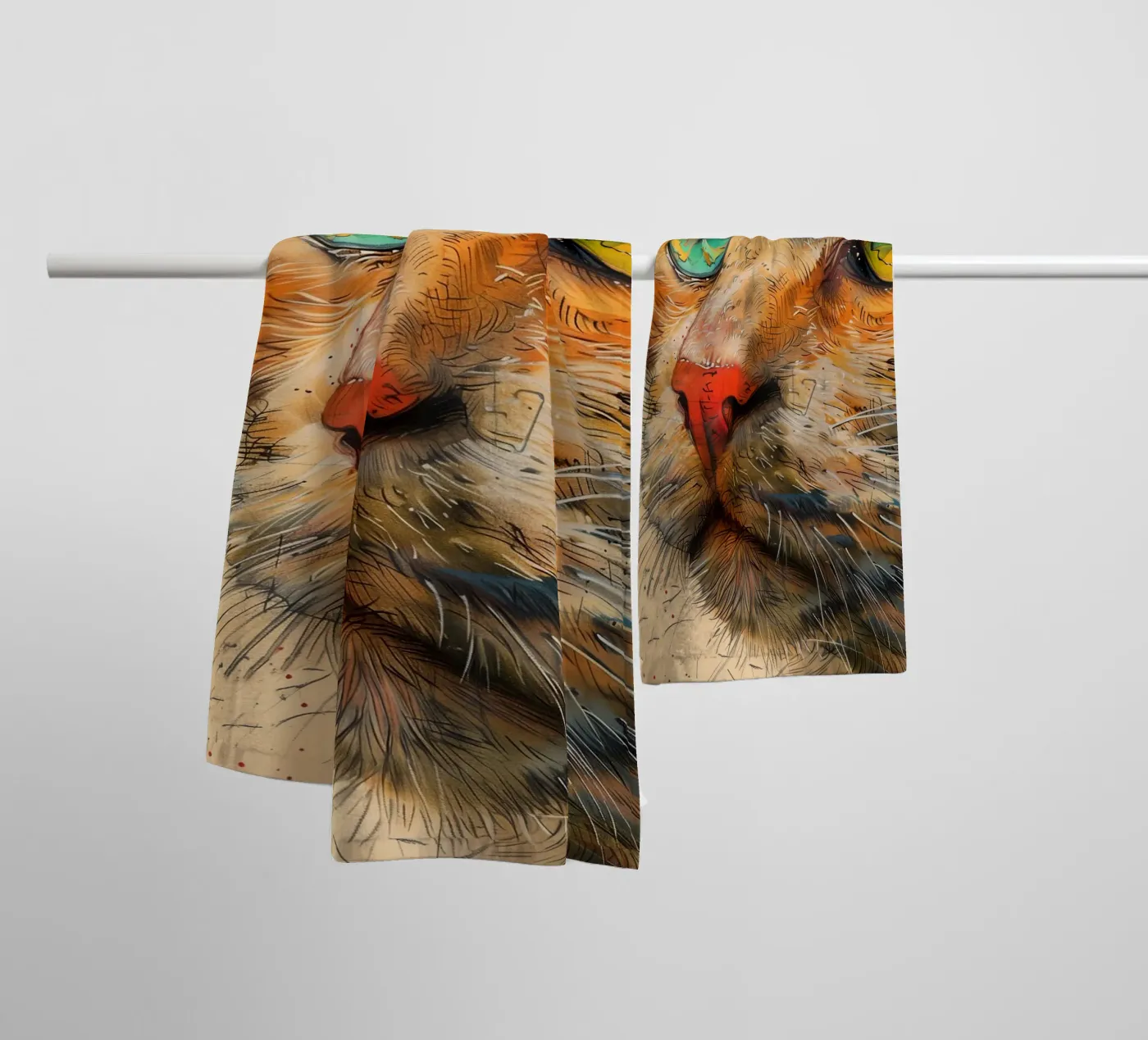 Ginger cat badhanddoek van Justyna Jaszke JBJart
