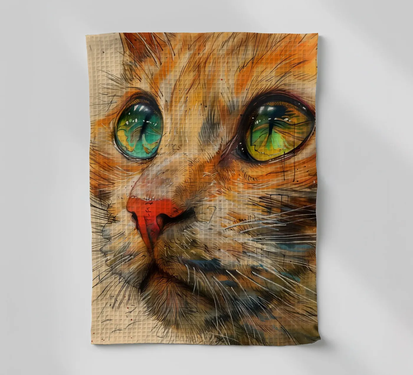 Ginger kat theedoek van Justyna Jaszke JBJart