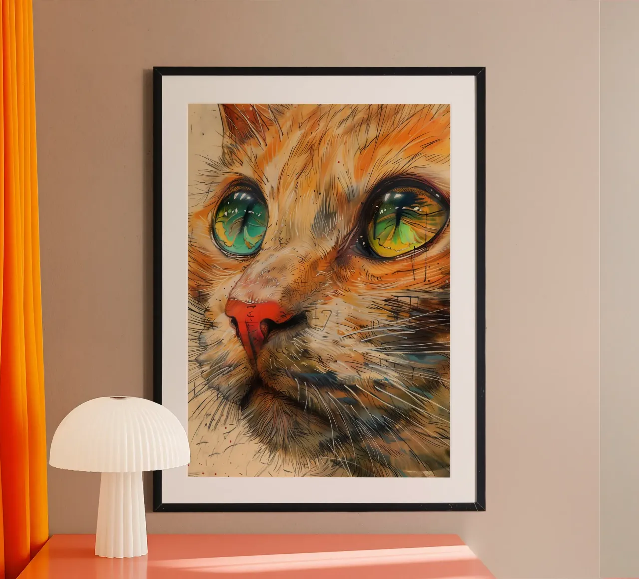 Ginger kat poster van Justyna Jaszke JBJart