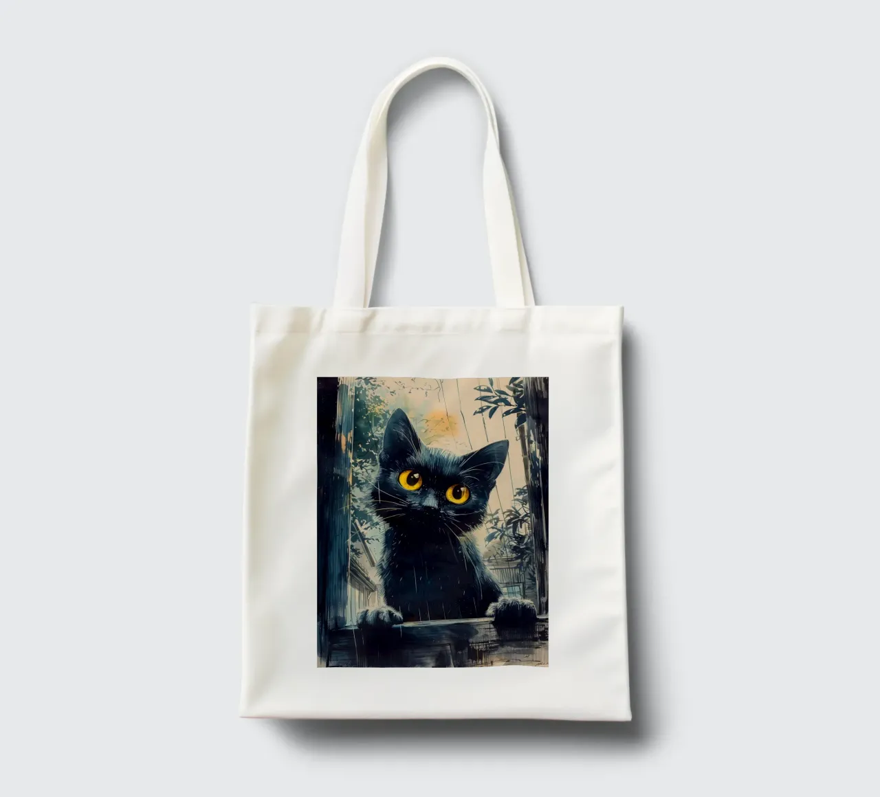 Sweet black kitty tote bag by Justyna Jaszke JBJart