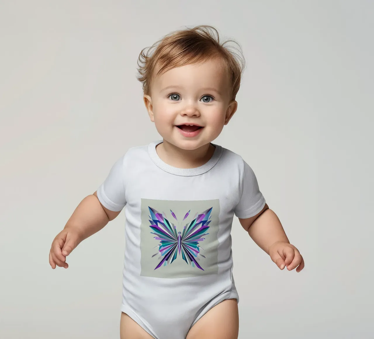 Fascinating geometry - The abstract butterfly short-sleeve baby romper by namosh