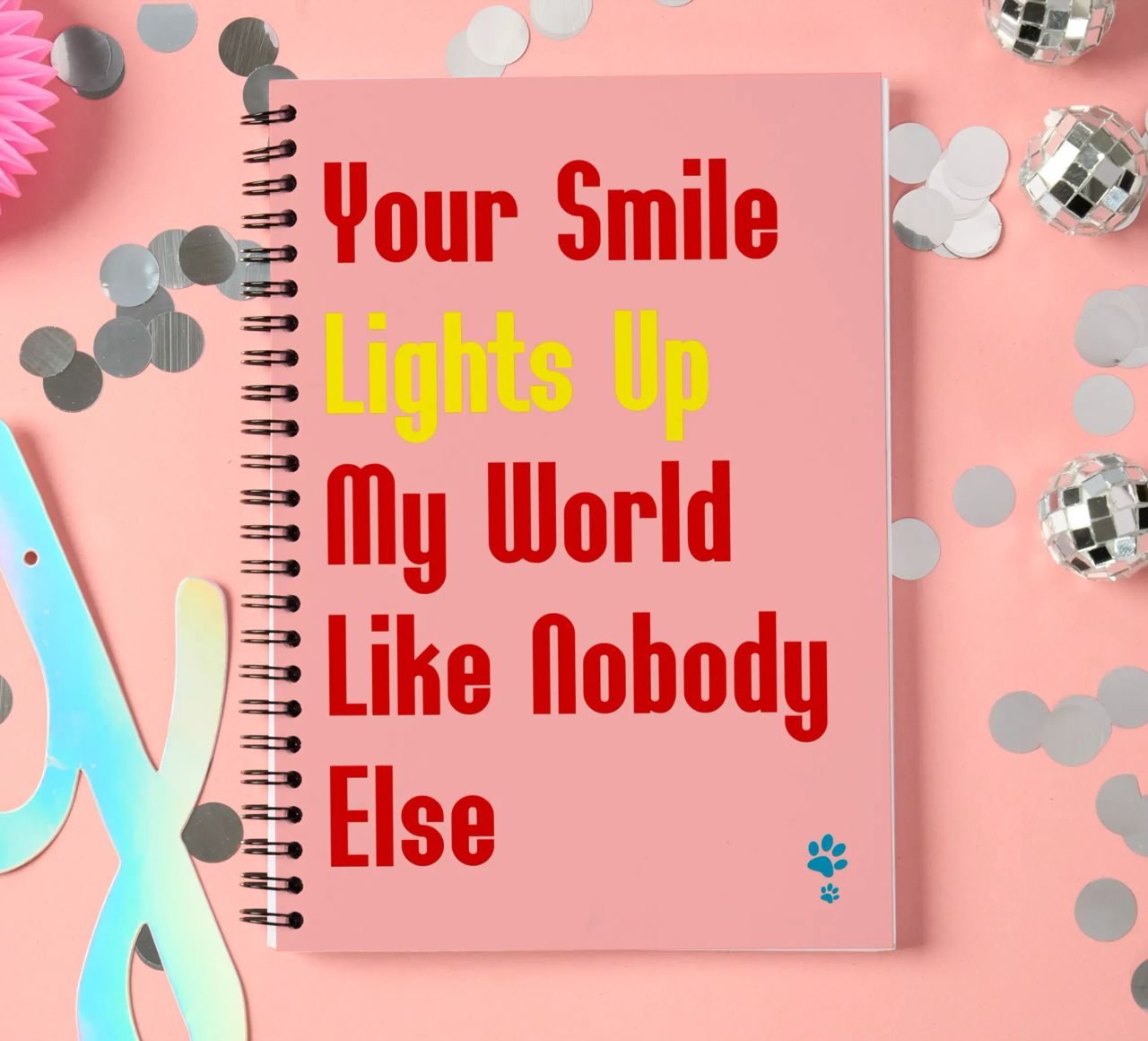 Your Smile Lights Up My World Like Nobody Else spiral notebook by catsforyou