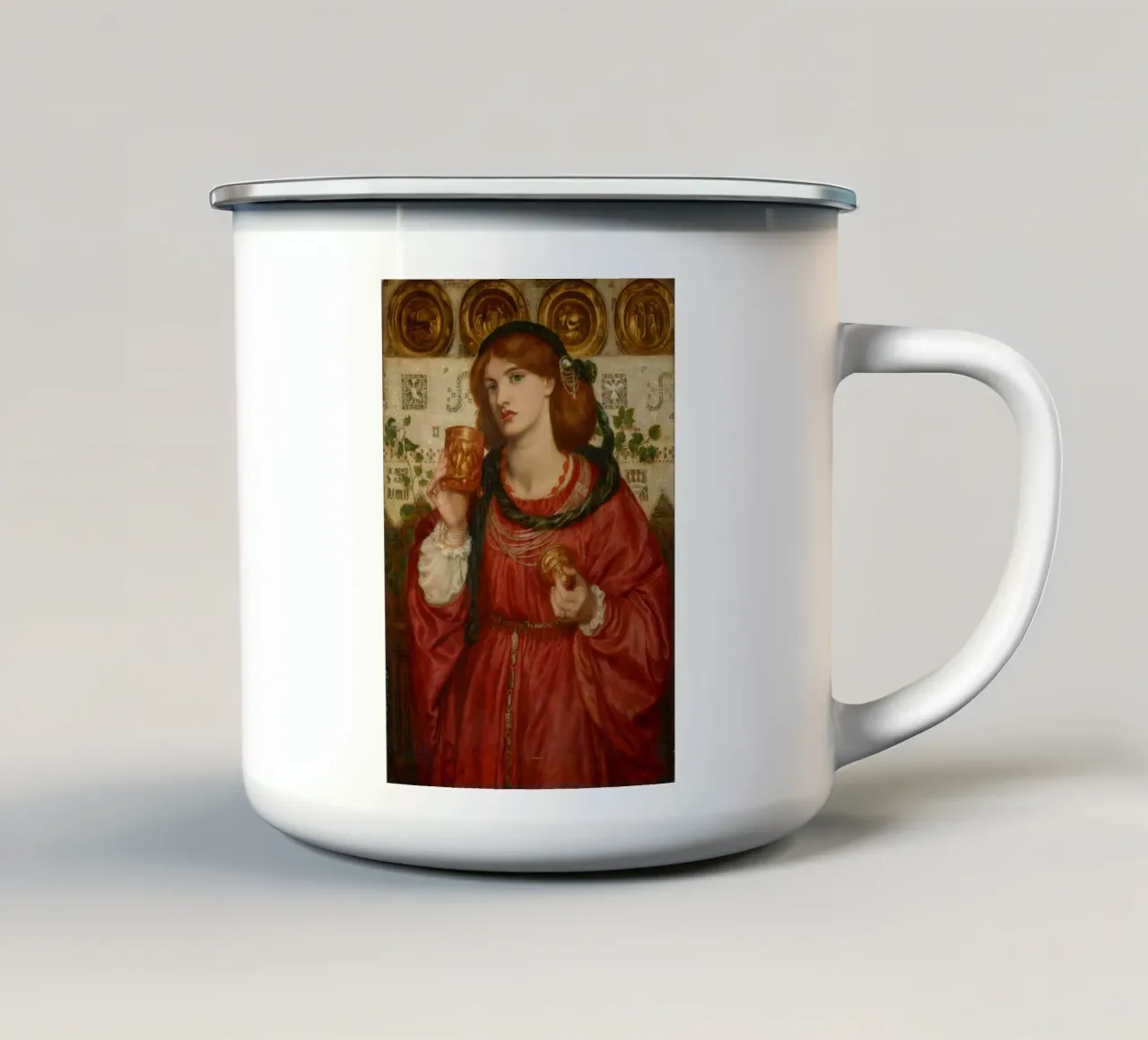 Dante Gabriel Rossetti - De liefdevolle beker emaille mok van Timeless Artworks