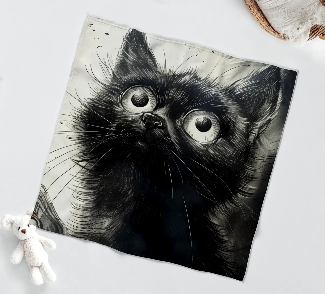 Petit chat noir plaid polaire de Justyna Jaszke JBJart