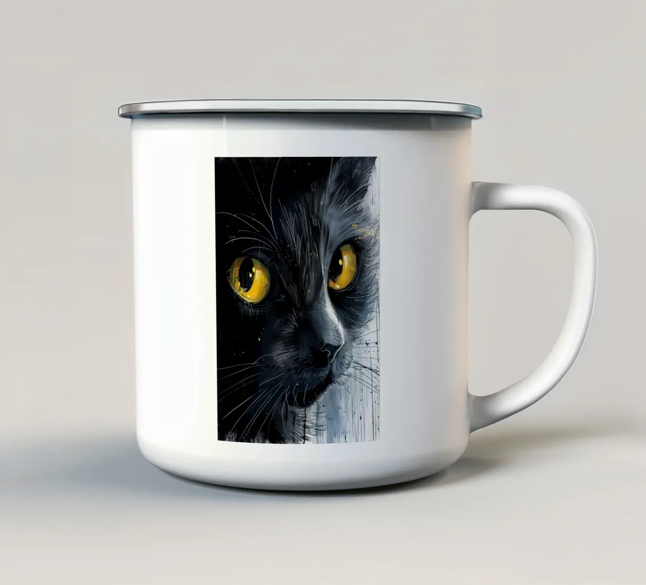 Gatto nero tazza in smalto da Justyna Jaszke JBJart
