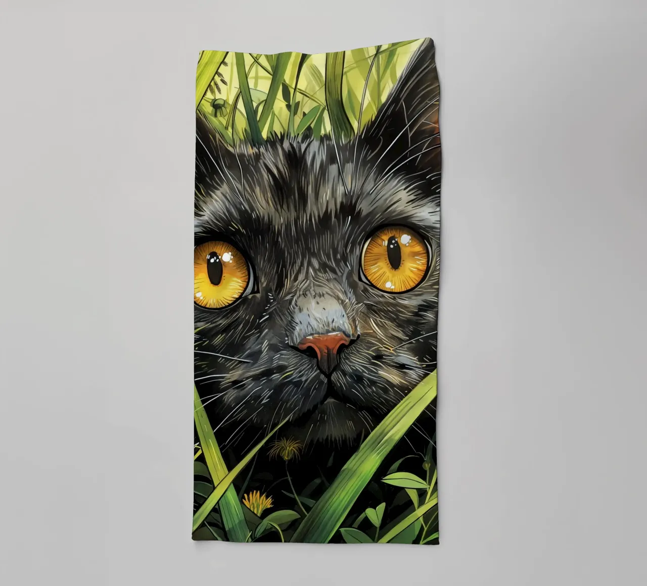 Gatto nero con occhi gialli asciugamano da bagno da Justyna Jaszke JBJart