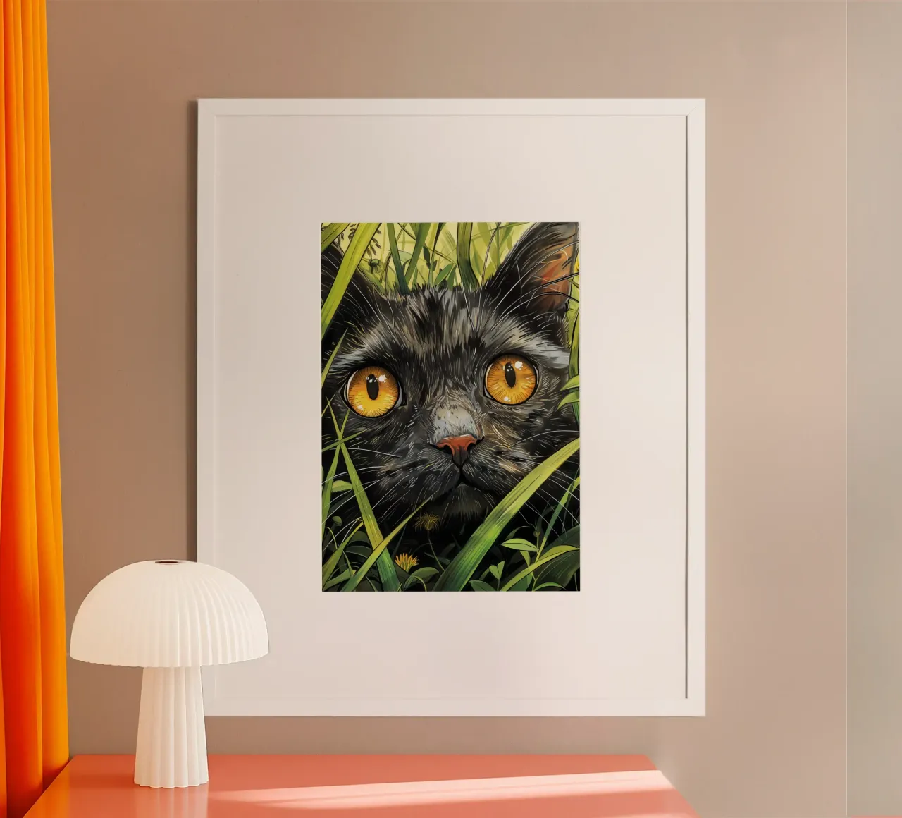 Gatto nero con occhi gialli carta hahnemühle da Justyna Jaszke JBJart