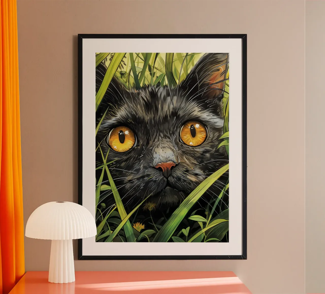 Gatto nero con occhi gialli carta hahnemühle da Justyna Jaszke JBJart