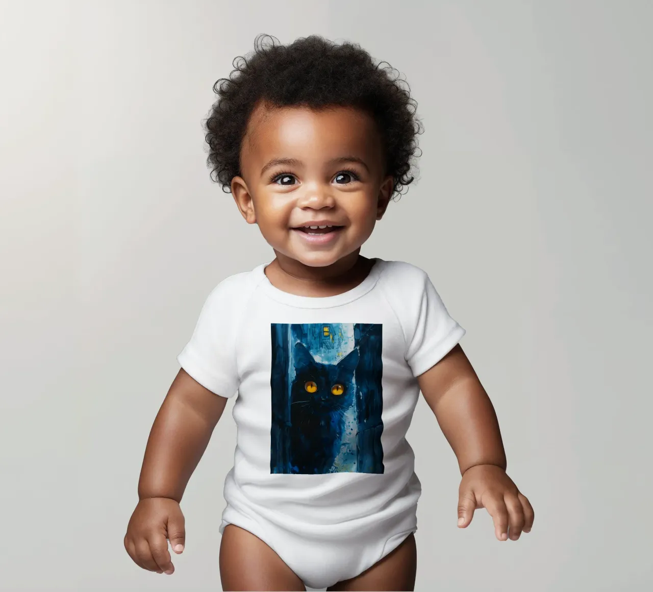 Gatto in città body neonato maniche corte da Justyna Jaszke JBJart
