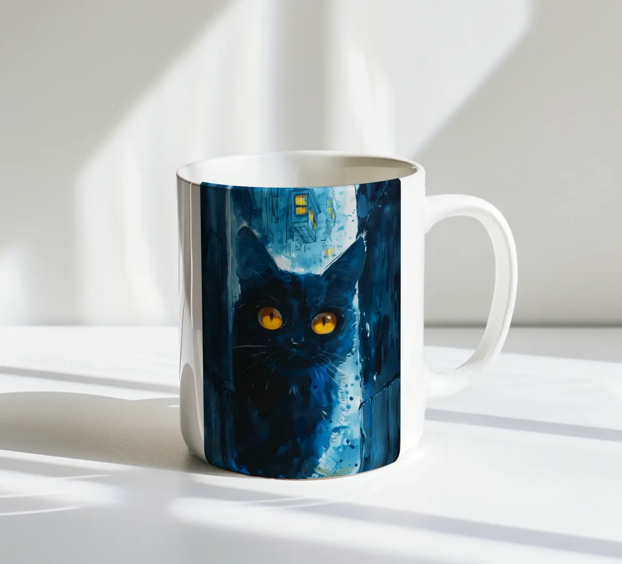 Gatto in città tazza in ceramica da Justyna Jaszke JBJart