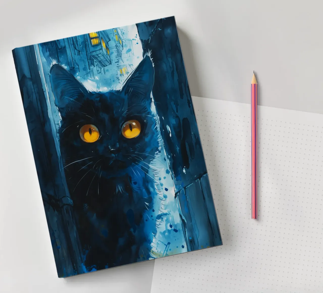Cat in the city notebook by Justyna Jaszke JBJart