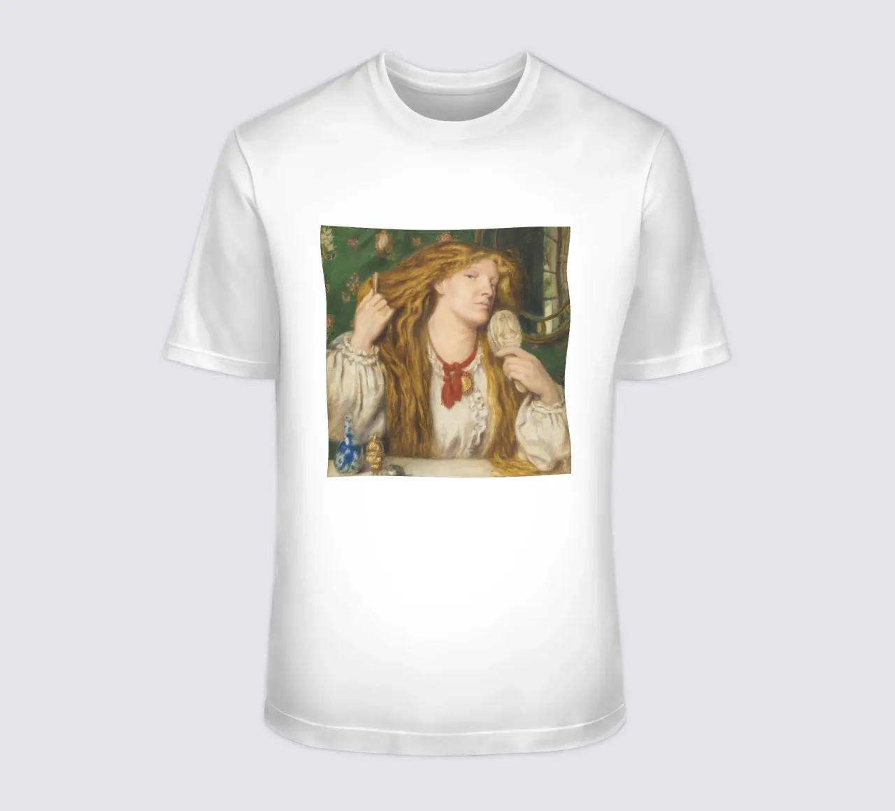 Dante Gabriel Rossetti - Una donna che si pettina t-shirt da Timeless Artworks
