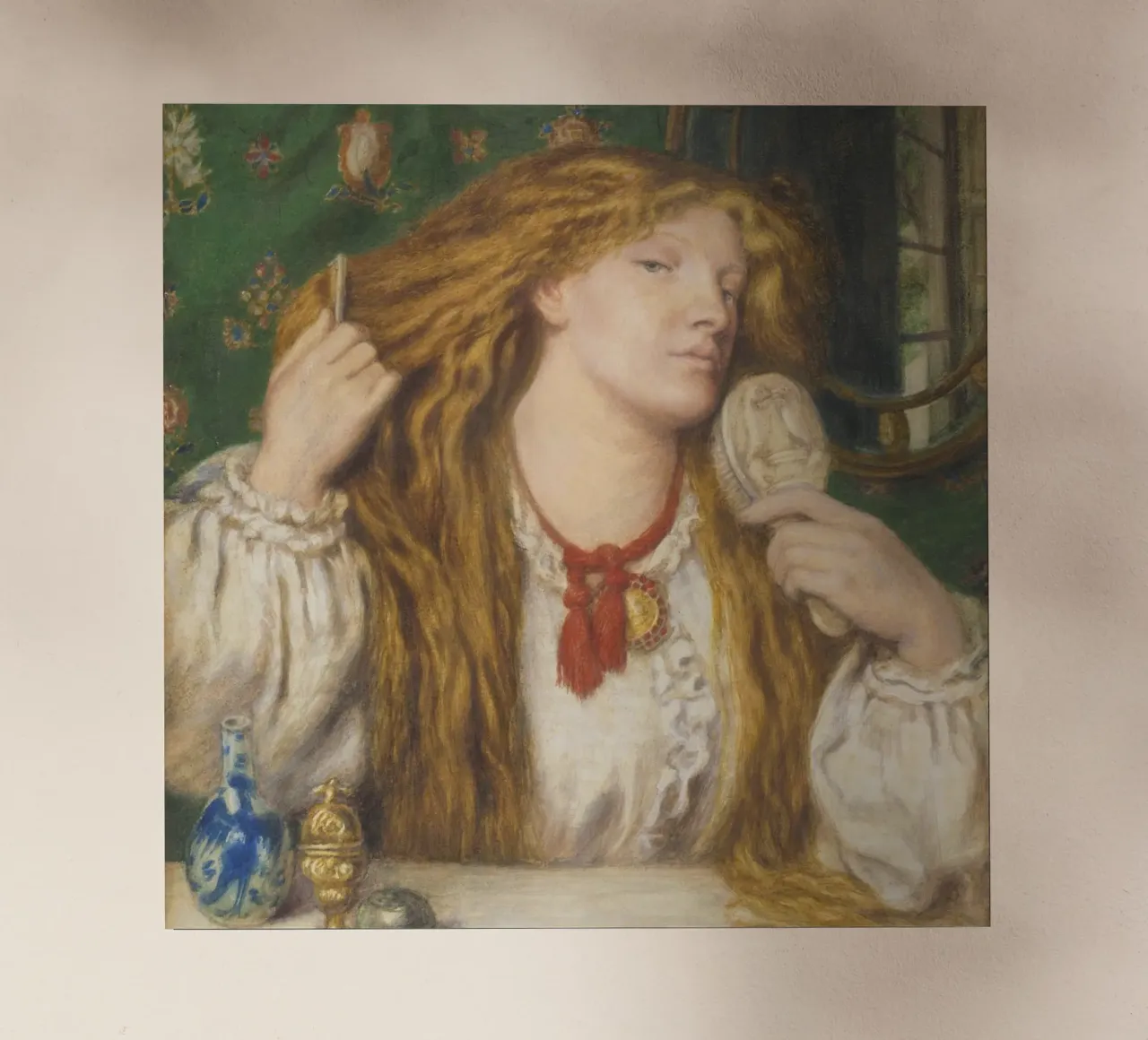 Dante Gabriel Rossetti - Una donna che si pettina pellicola backlit da Timeless Artworks