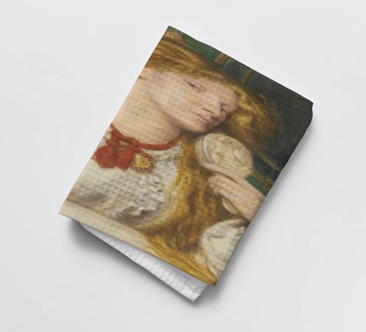 Dante Gabriel Rossetti - Eine Frau kämmt ihr Haar Geschirrtuch von Timeless Artworks
