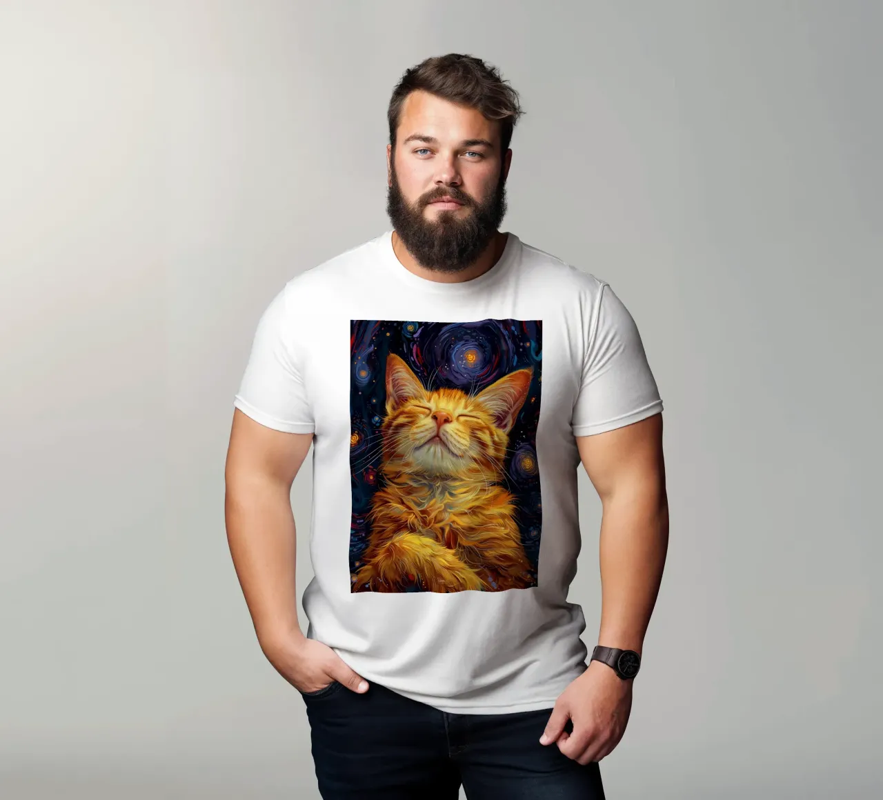 Ginger cat sleeping t-shirt by Justyna Jaszke JBJart