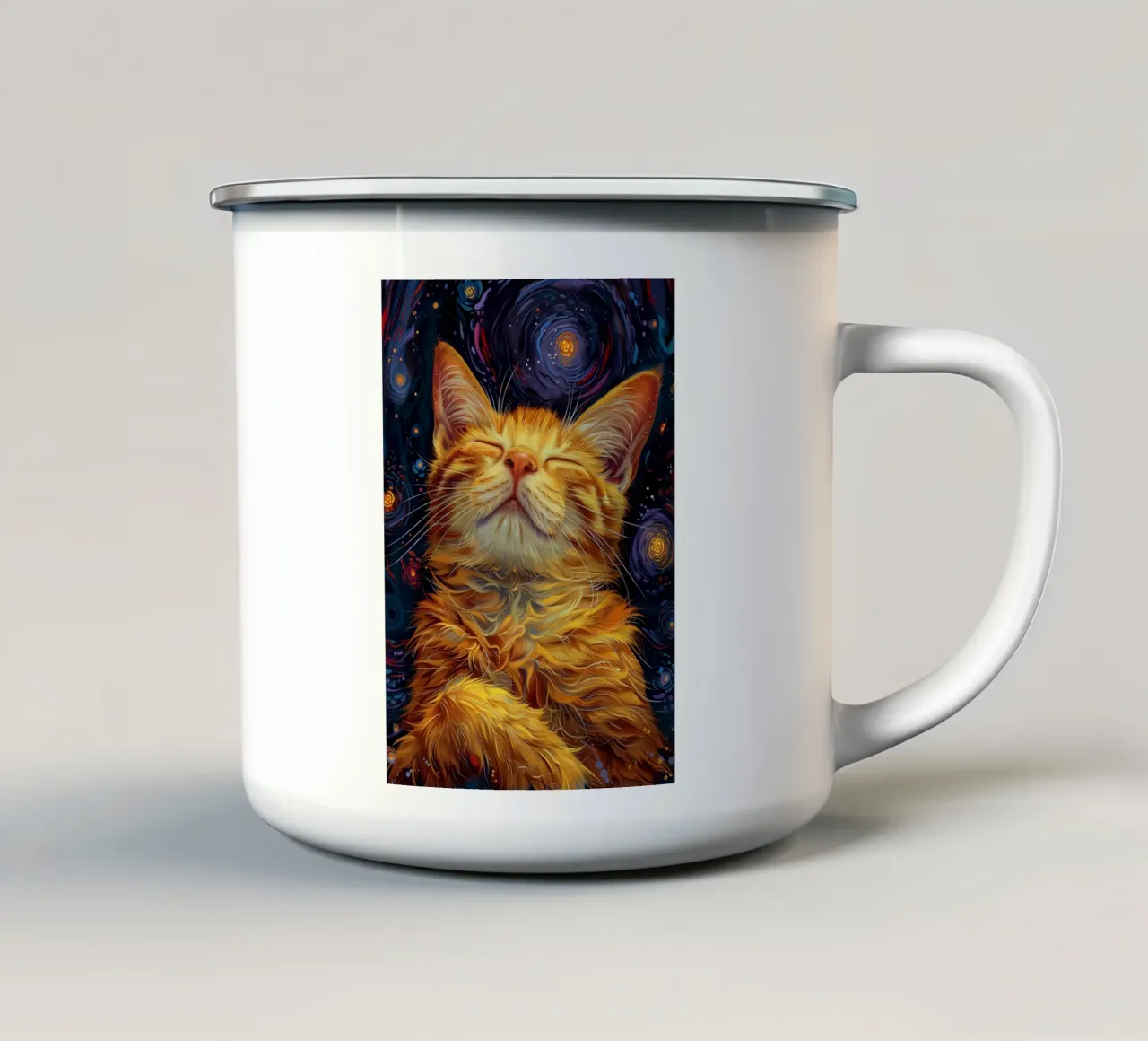 Gatto zenzero che dorme tazza in smalto da Justyna Jaszke JBJart