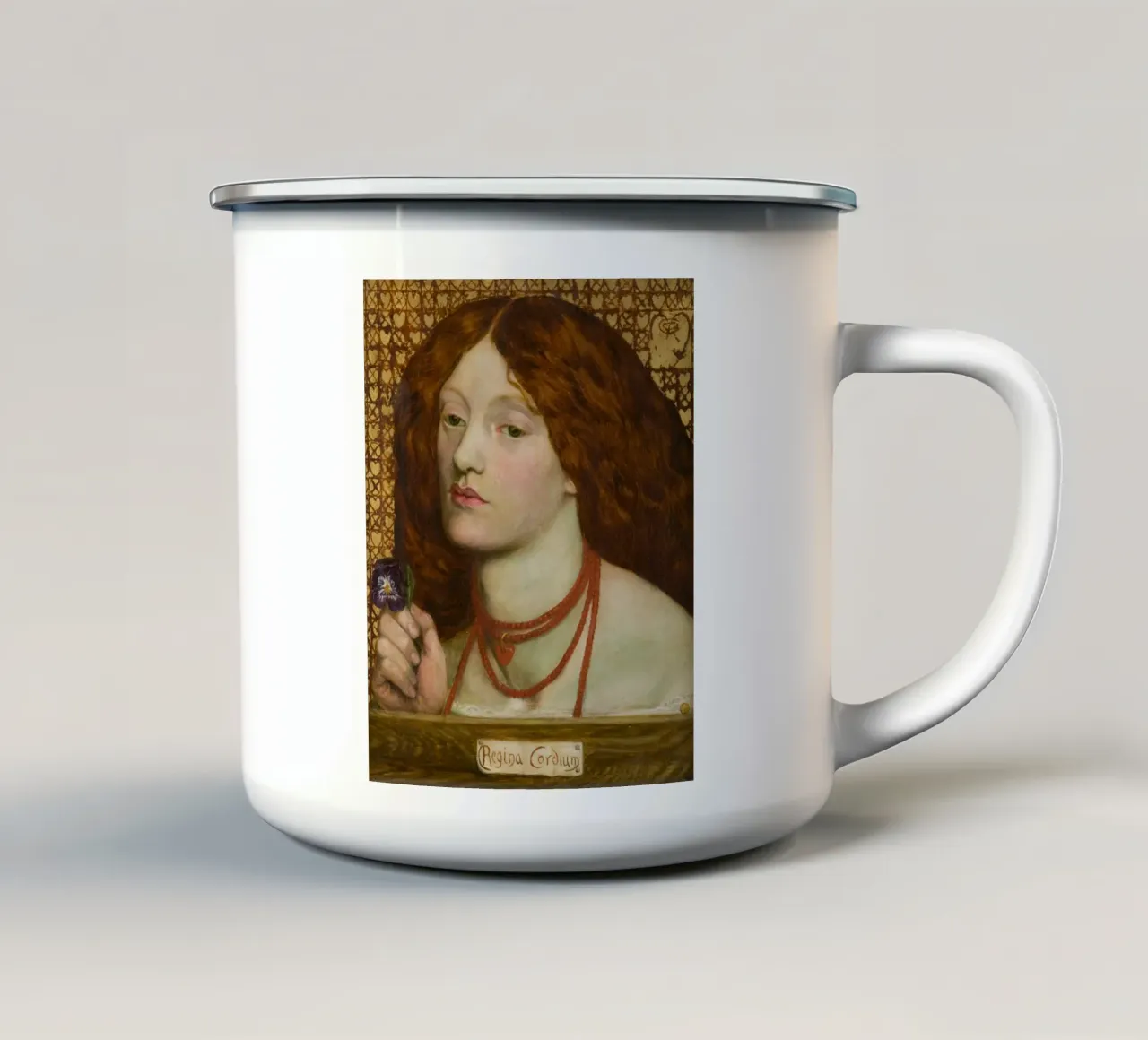 Dante Gabriel Rossetti - Regina Cordium tazza in smalto da Timeless Artworks