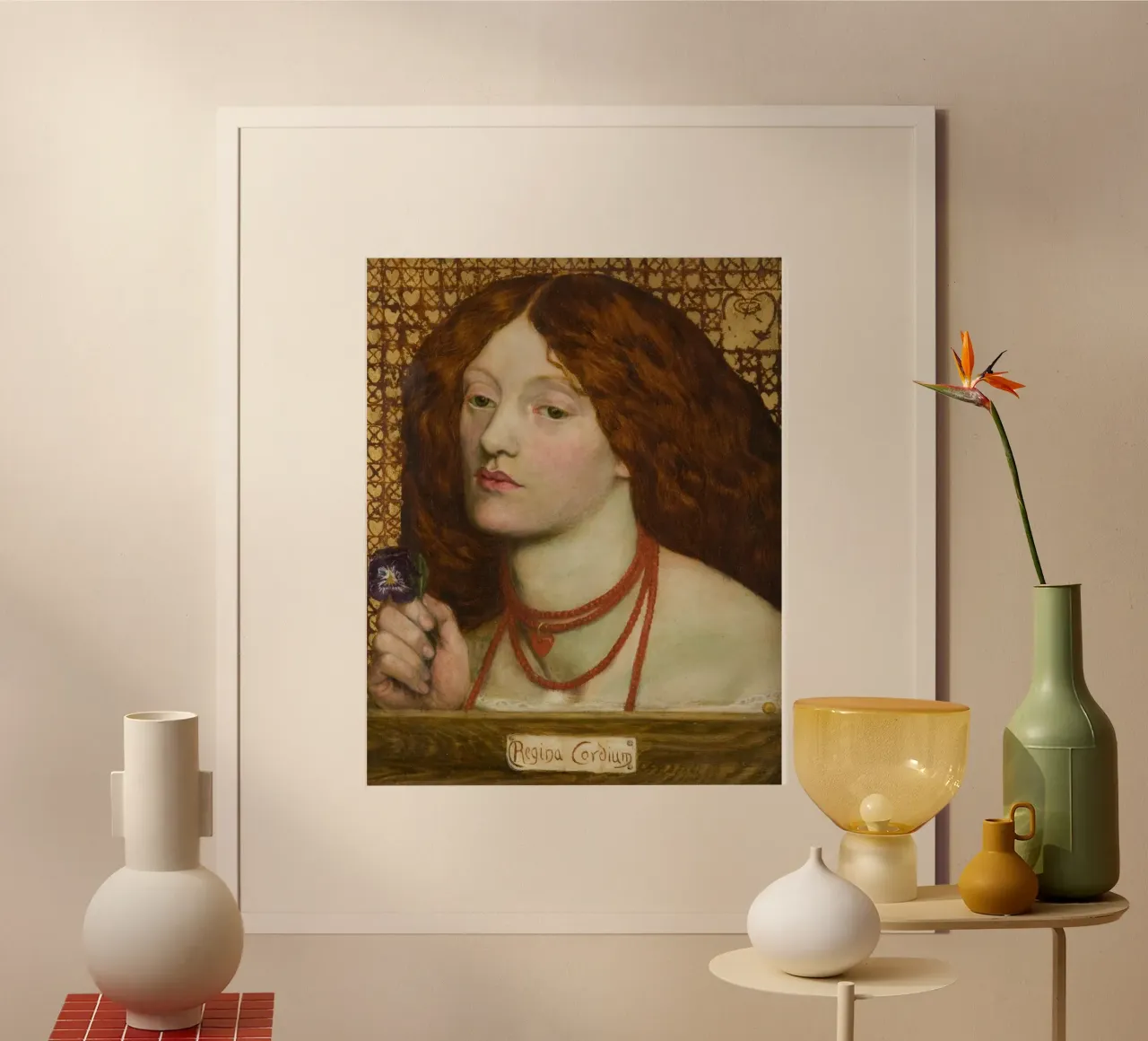 Dante Gabriel Rossetti - Regina Cordium poster con telaio in plastica da Timeless Artworks