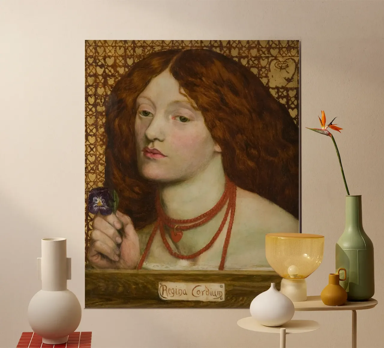 Dante Gabriel Rossetti - Regina Cordium poster con telaio in plastica da Timeless Artworks