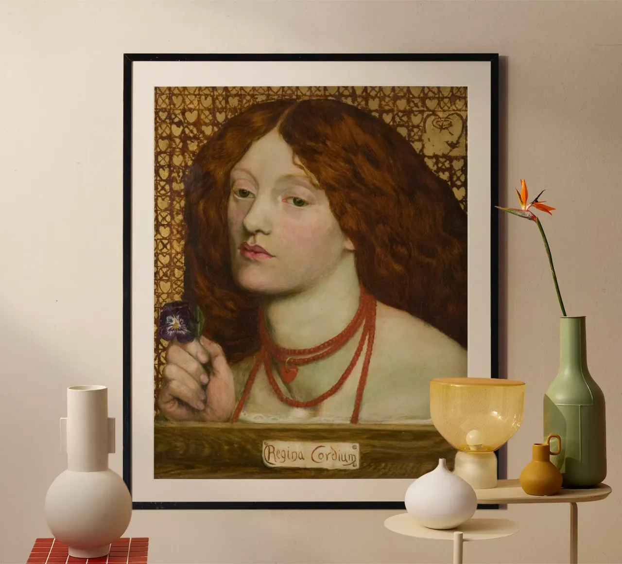 Dante Gabriel Rossetti - Regina Cordium poster con telaio in plastica da Timeless Artworks