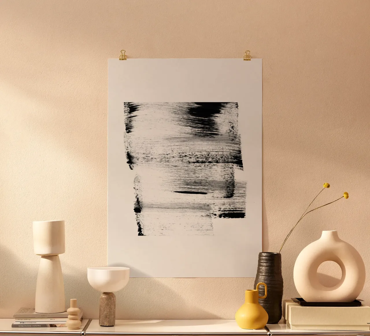 Strokes 18 | Black Minimalism poster con telaio in alluminio da sabidussi