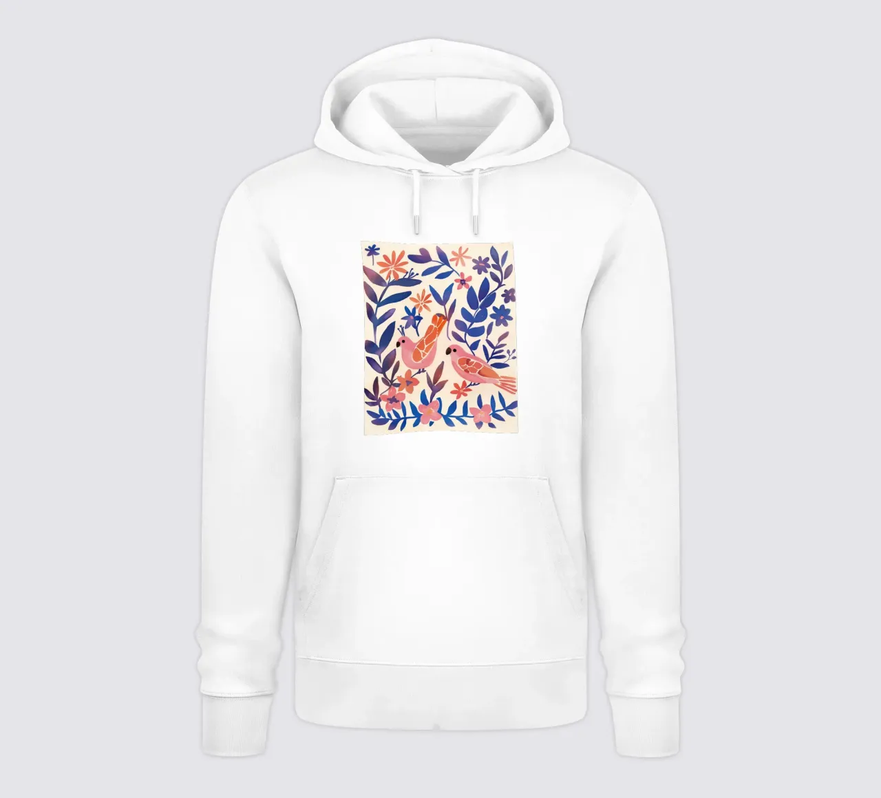 Amore Uccello Rosa Pappagallo Vintage Botanico Animale Primavera Fiore felpa con cappuccio da Gentle Echoes Art
